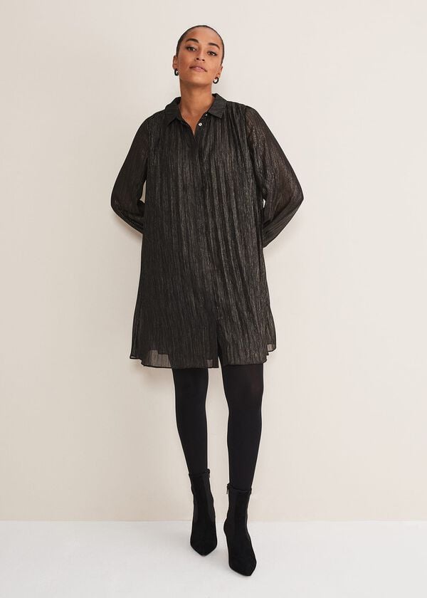 Phase Eight Tanya Foil Pleated Shirt Dress