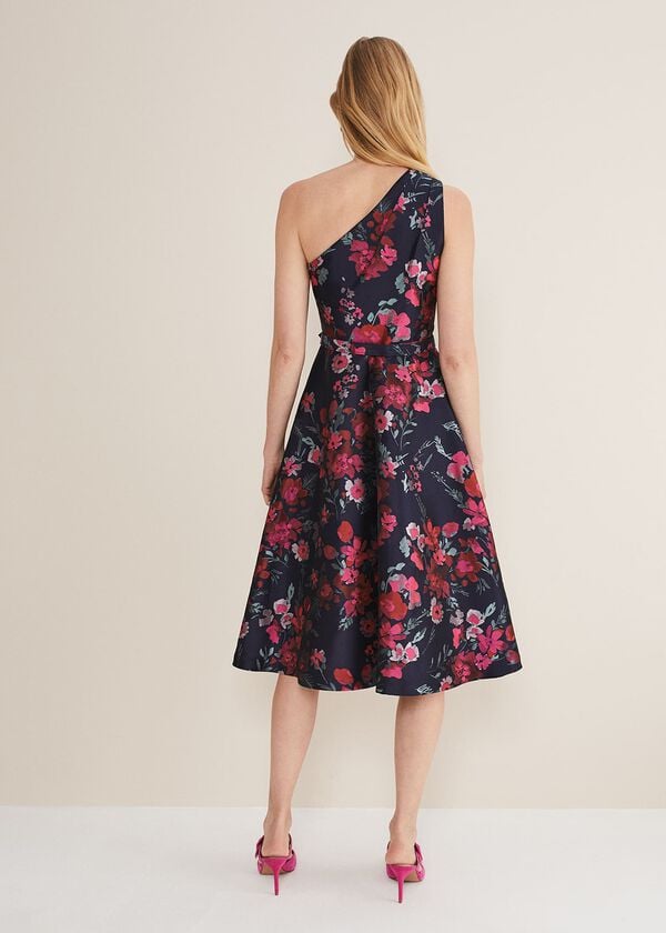 Phase Eight Tasha One Shoulder Jacquard Dress