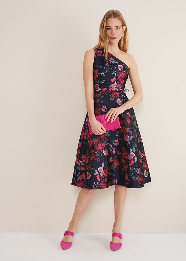 Phase Eight Tasha One Shoulder Jacquard Dress