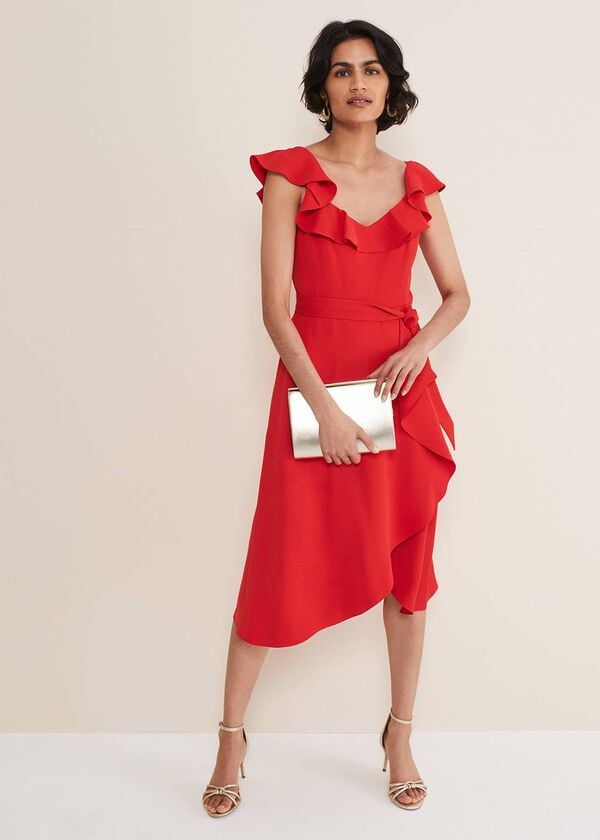 phase eight Tatiana Ruffle Wrap Midi Dress