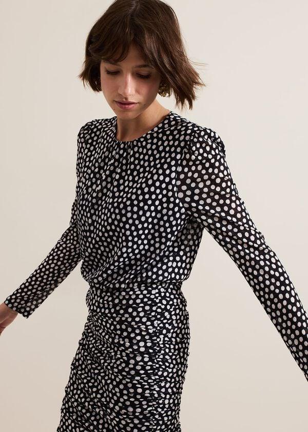 Phase Eight Teodroa Spot Mini Ruched Dress