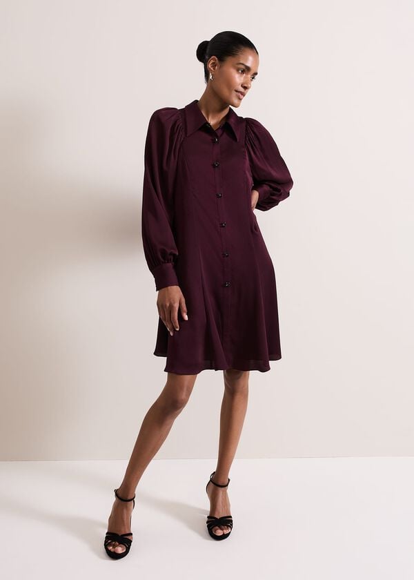 Phase Eight Tila Burgundy Embellished Shirt Dress