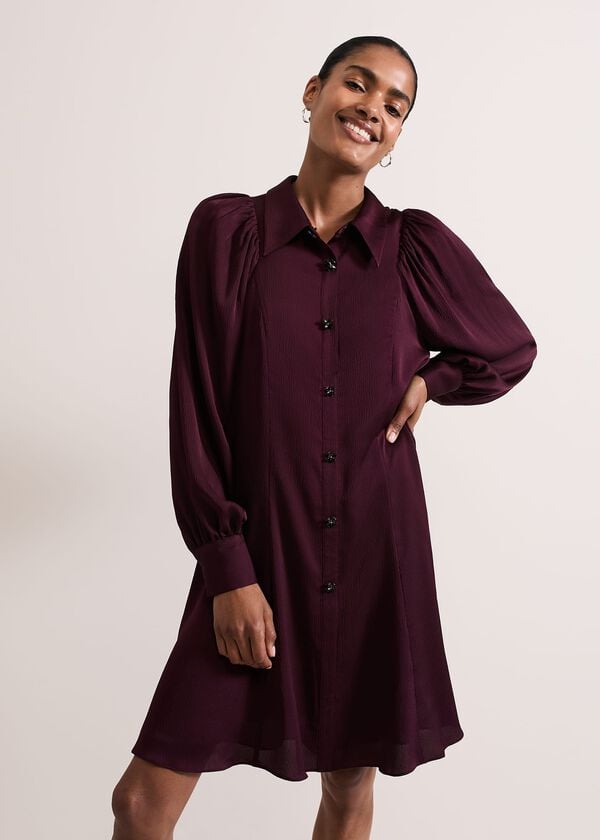 phase eight Tila Burgundy Embellished Shirt Dress