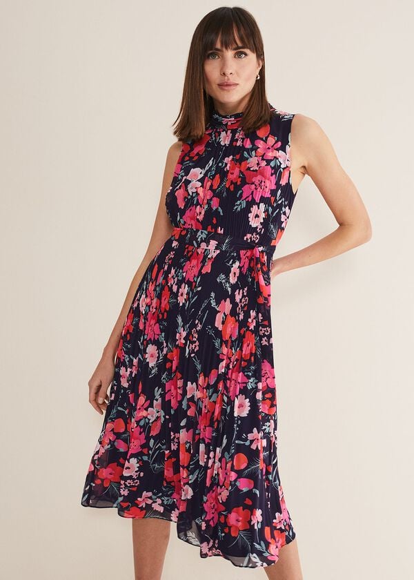 Phase Eight Tillie Floral Pleated Midi Dress