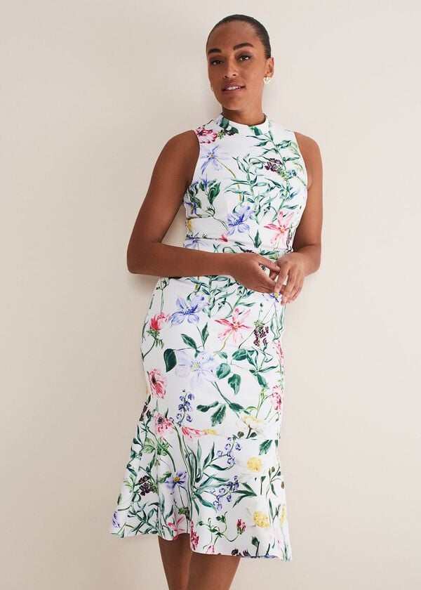 phase eight Tina Floral Fit And Flare Midi Dress