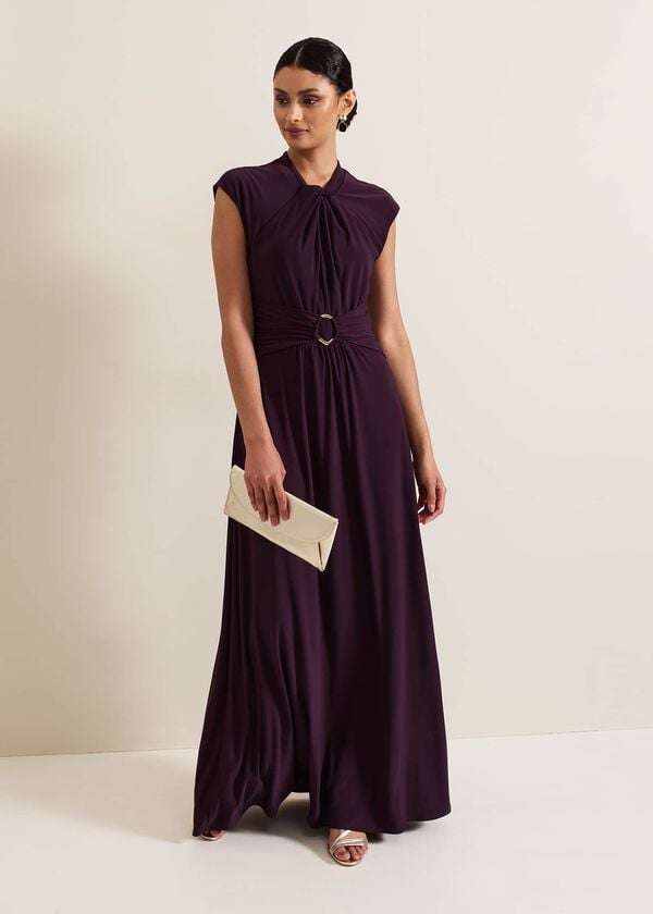 Phase Eight Tolly Burgundy Jersey Maxi Dress