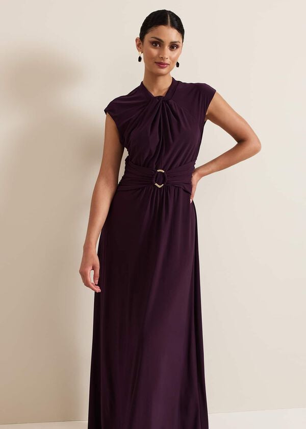 Phase Eight Tolly Burgundy Jersey Maxi Dress