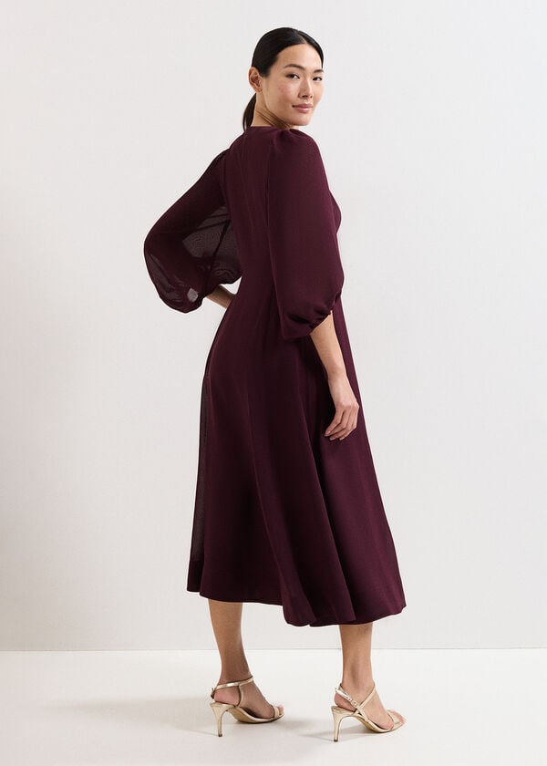 Phase Eight Vera Burgundy Midi Dress
