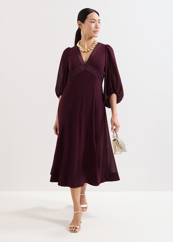 Phase Eight Vera Burgundy Midi Dress