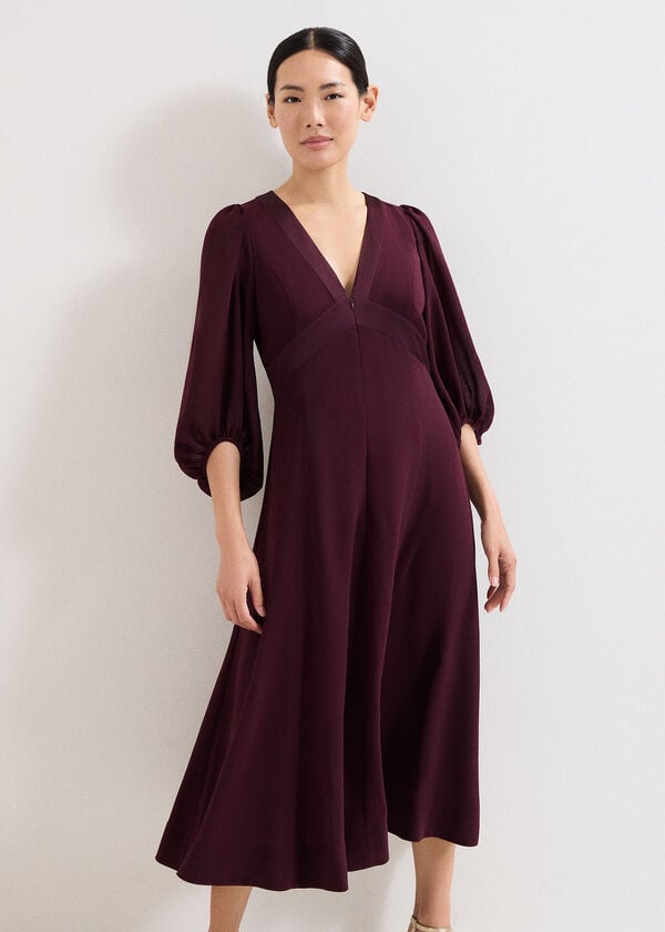 phase eight Vera Burgundy Midi Dress