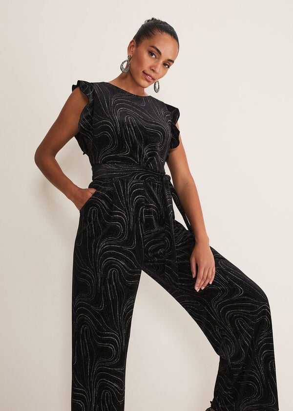 Phase Eight Victoriana Swirl Velvet Jumpsuit