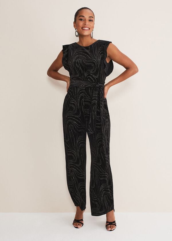 phase eight Victoriana Swirl Velvet Jumpsuit