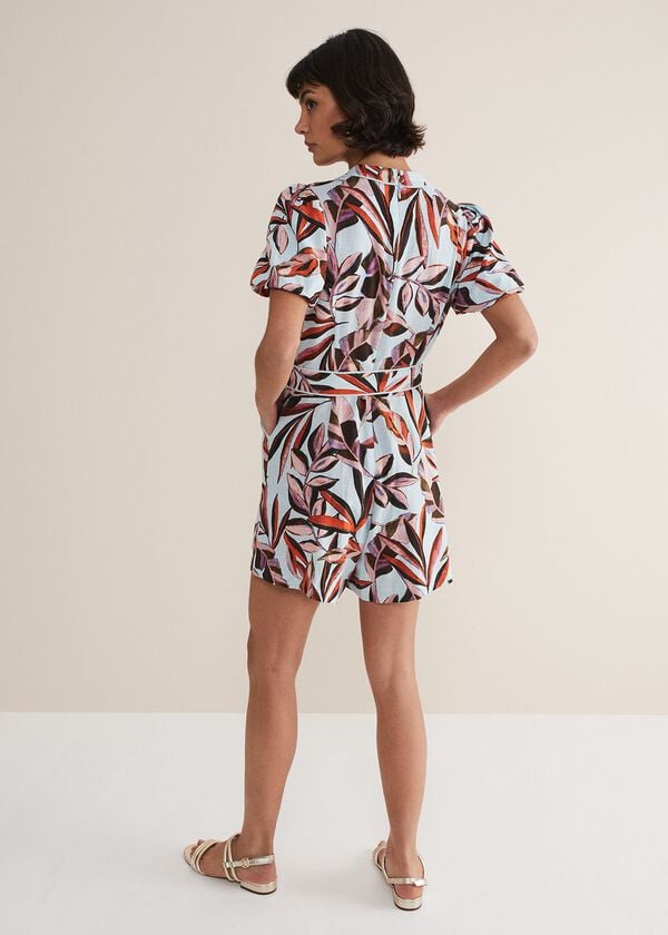 Phase Eight Vivian Linen Leaf Print Playsuit