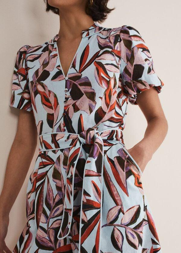 Phase Eight Vivian Linen Leaf Print Playsuit