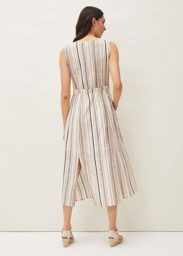 Phase Eight Whitney Stripe Sleeveless Midi Dress