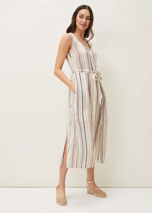 Phase Eight Whitney Stripe Sleeveless Midi Dress