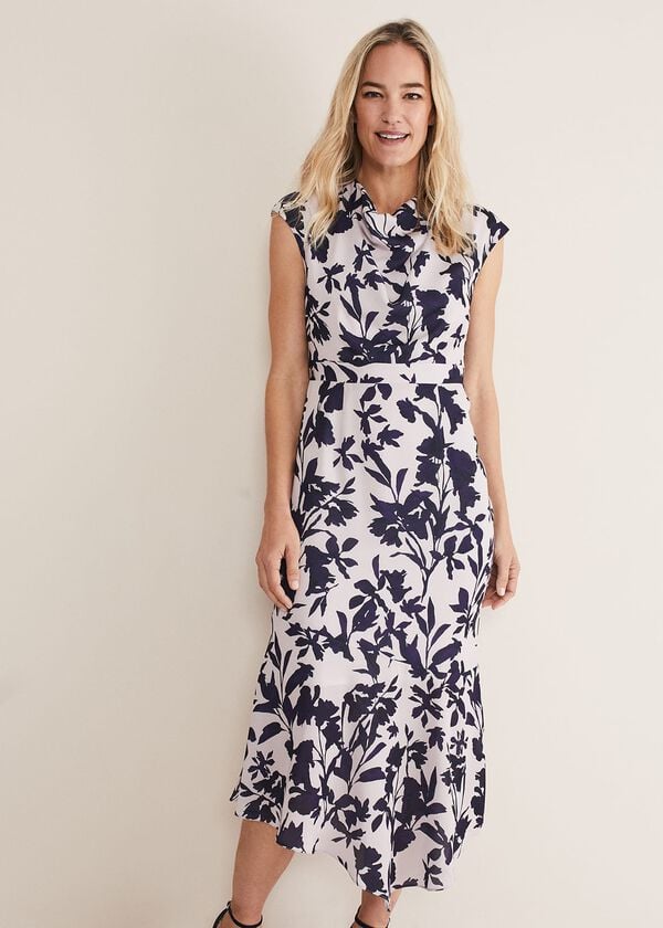 Phase Eight Willow Floral Cowl Neck Midi Dress