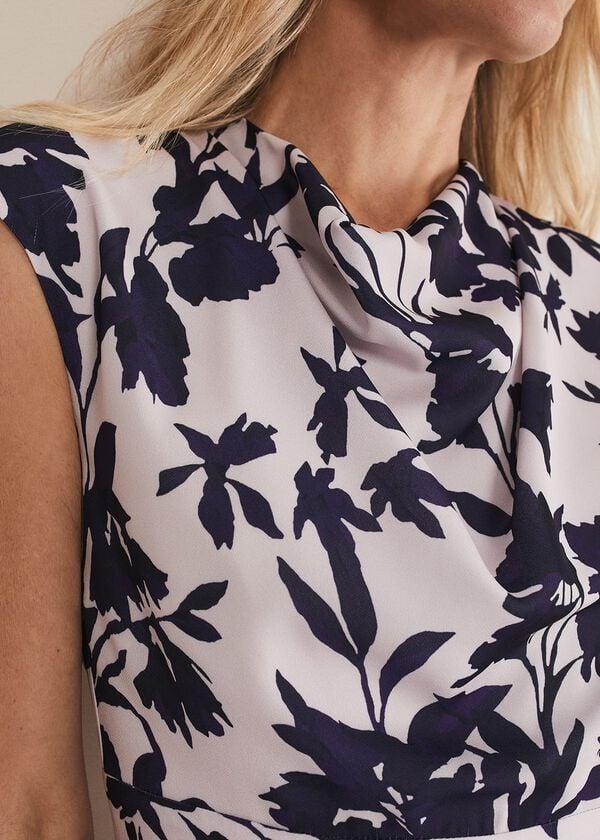 Phase Eight Willow Floral Cowl Neck Midi Dress