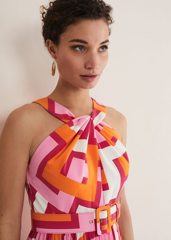 Phase Eight Yas Abstract Halterneck Midi Dress