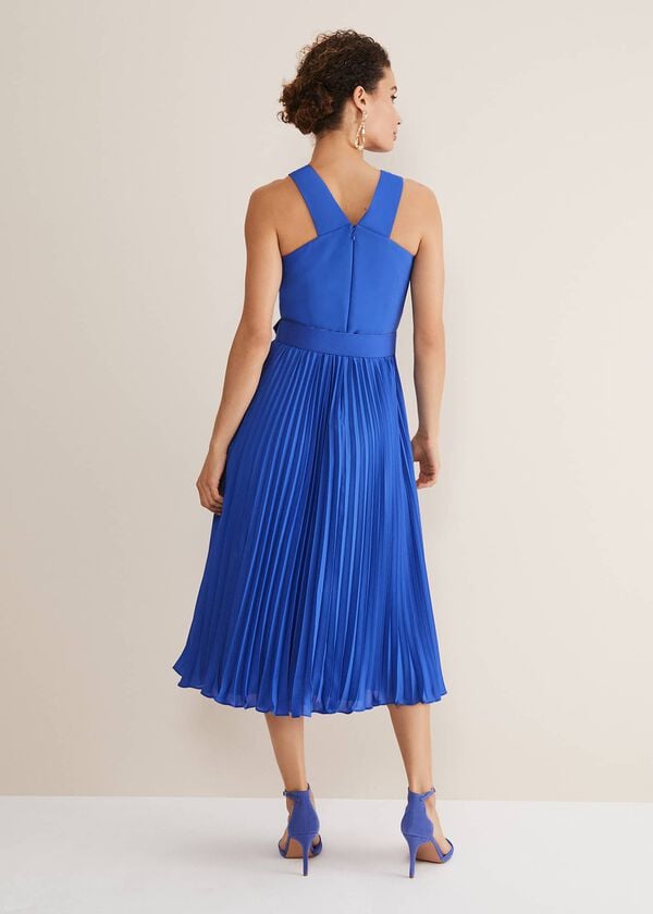 Phase Eight Yas Blue Halterneck Midi Dress