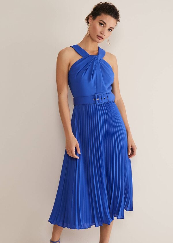 Phase Eight Yas Blue Halterneck Midi Dress