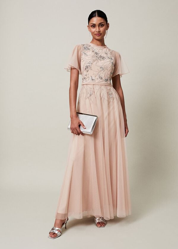 phase eight Zena Beaded Tulle Maxi Dress