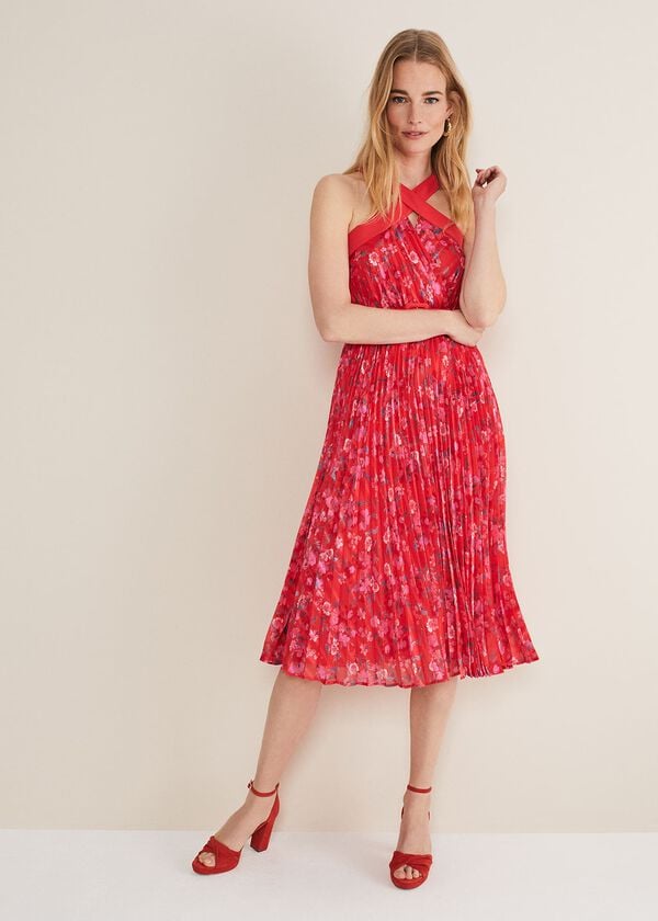 Phase Eight Zoya Pleat Midi Floral Dress