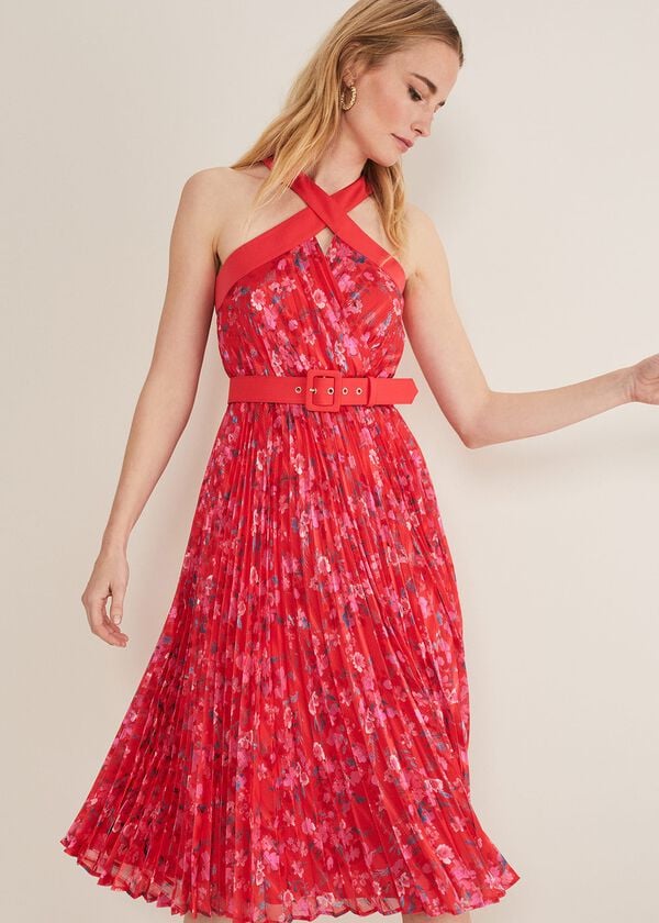 phase eight Zoya Pleat Midi Floral Dress