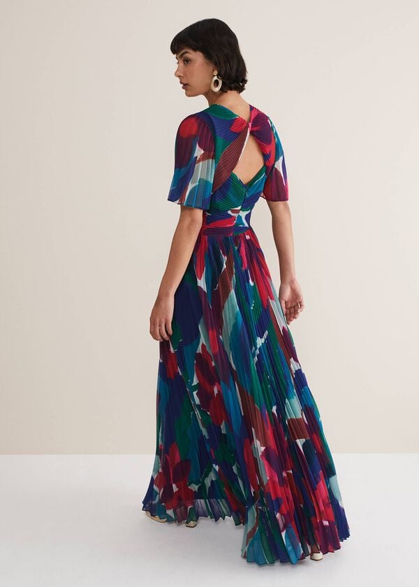 Phase Eight Priscilla Abstract Floral Pleated Maxi Dress