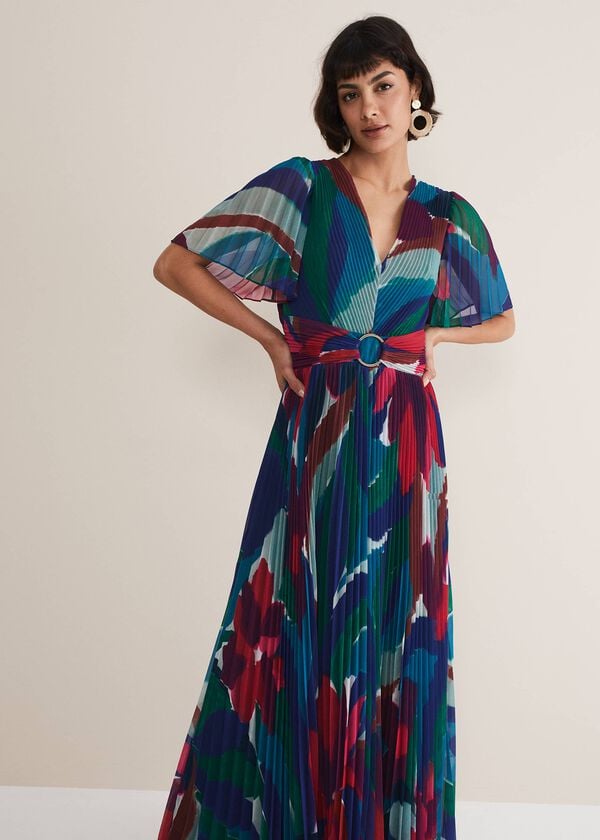 Phase Eight Priscilla Abstract Floral Pleated Maxi Dress