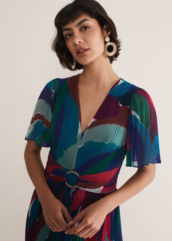 Phase Eight Priscilla Abstract Floral Pleated Maxi Dress