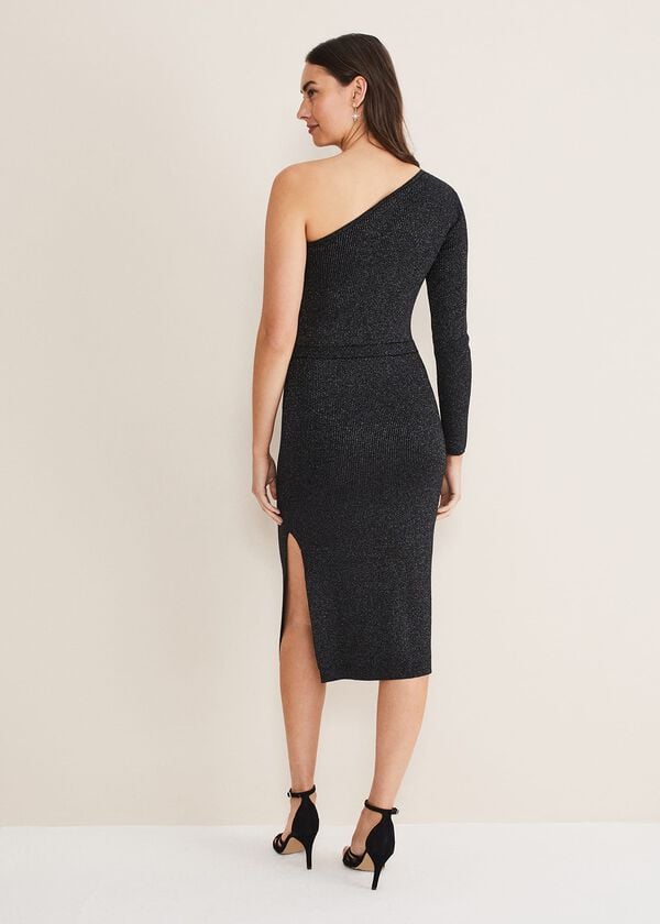 Phase Eight Zemira One Shoulder Shimmer Knitted Dress