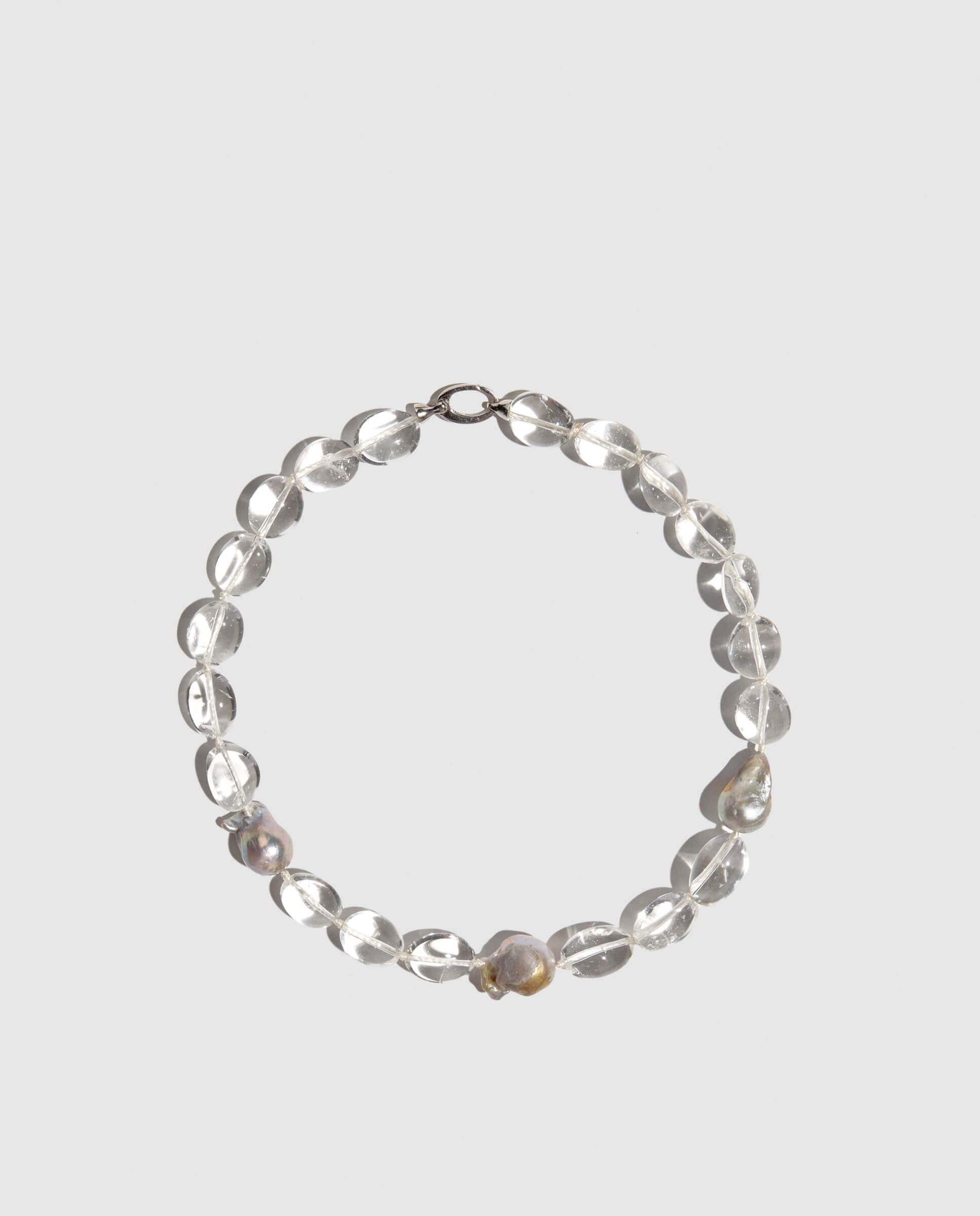 phialebel Collar de cuarzo transparente con perlas madre