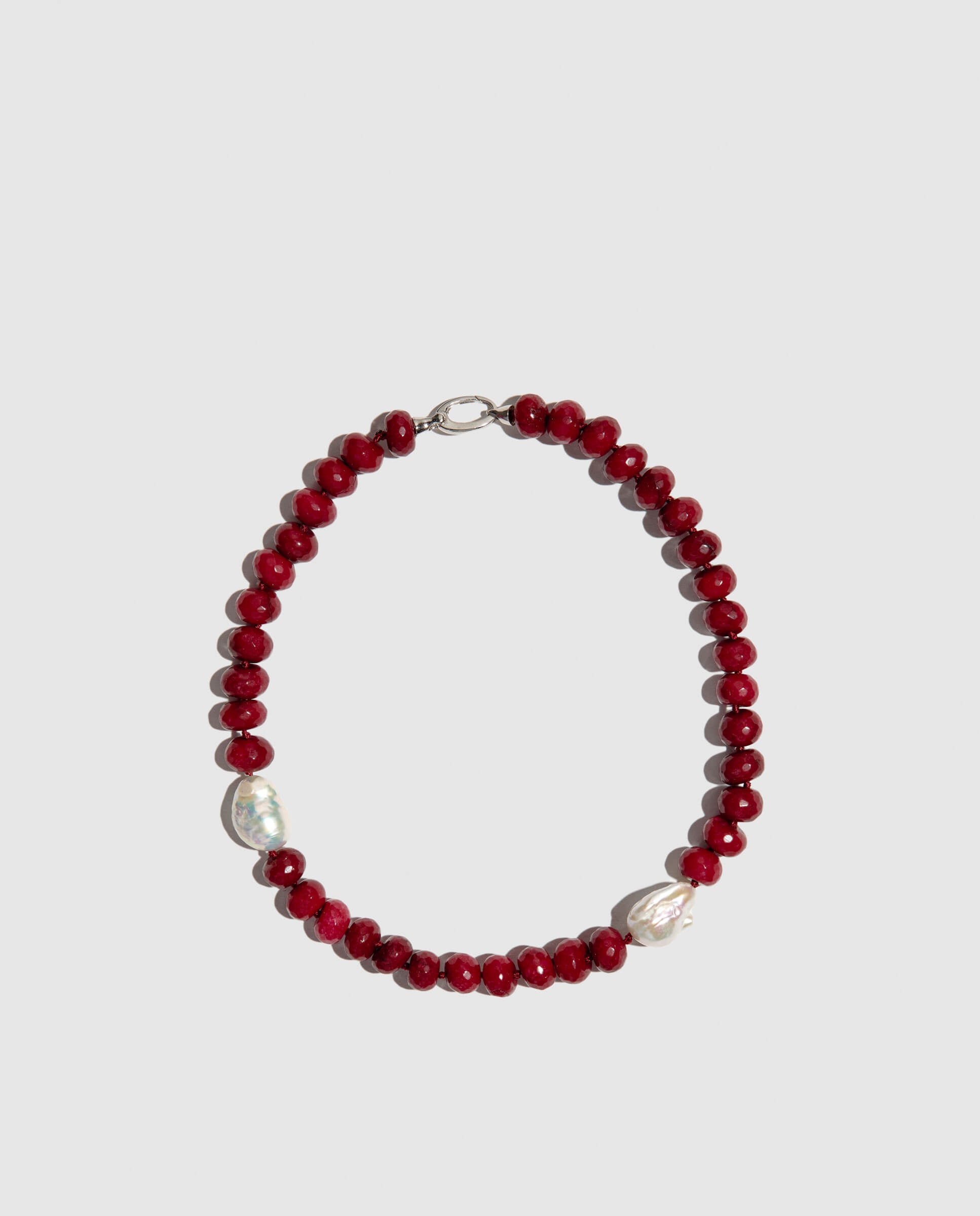 phialebel Collar de Jade rojo y perlas madre