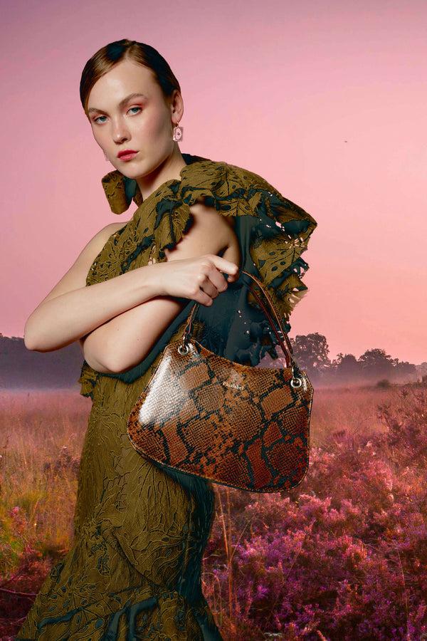 Phialebel Mini Olympia Camel Snakeskin Print