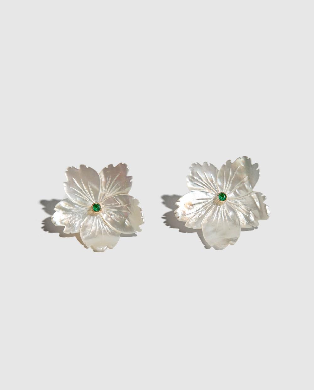 phialebel Pendientes de Flor de nácar