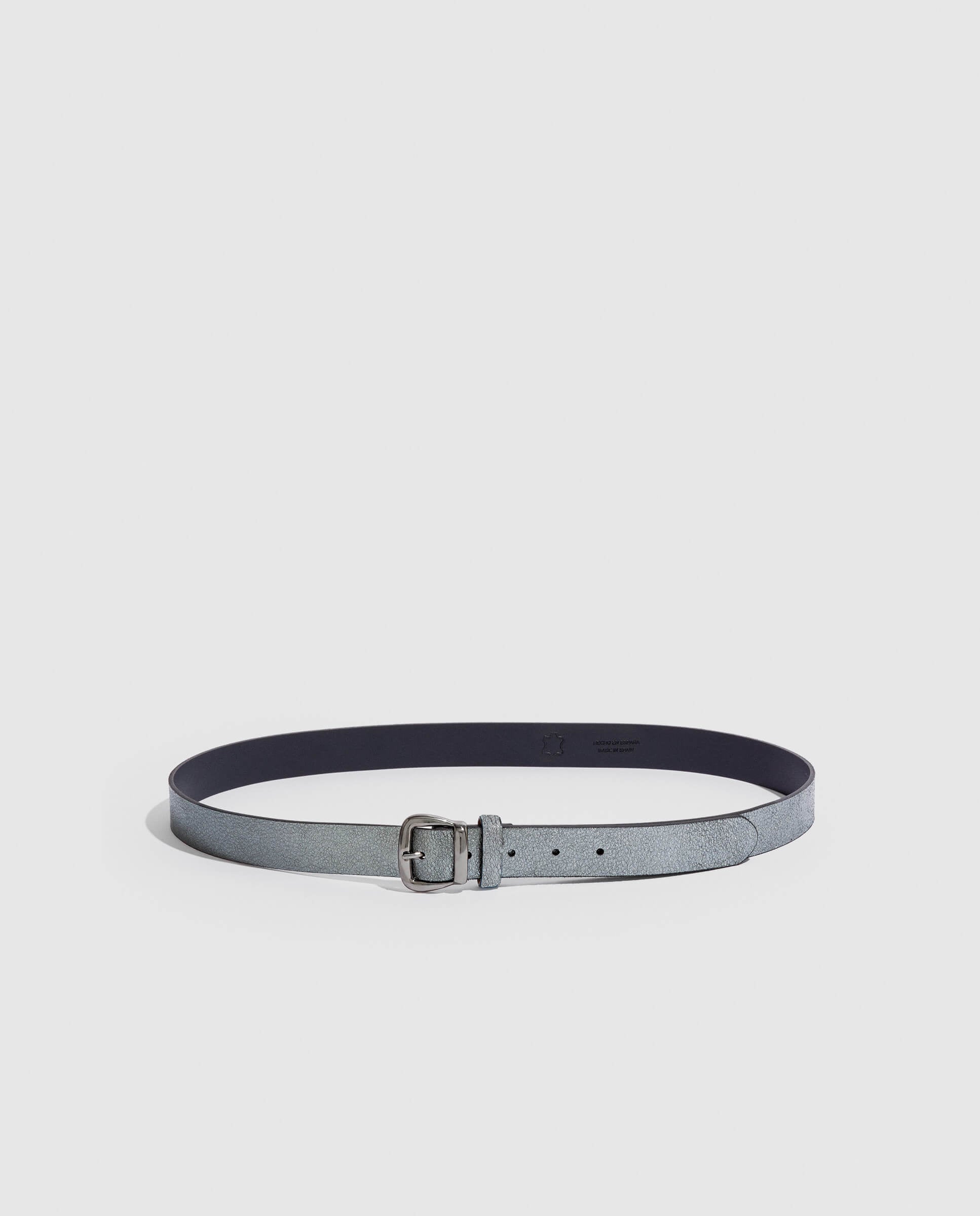Phialebel Silver Dark Metallic Leather Belt