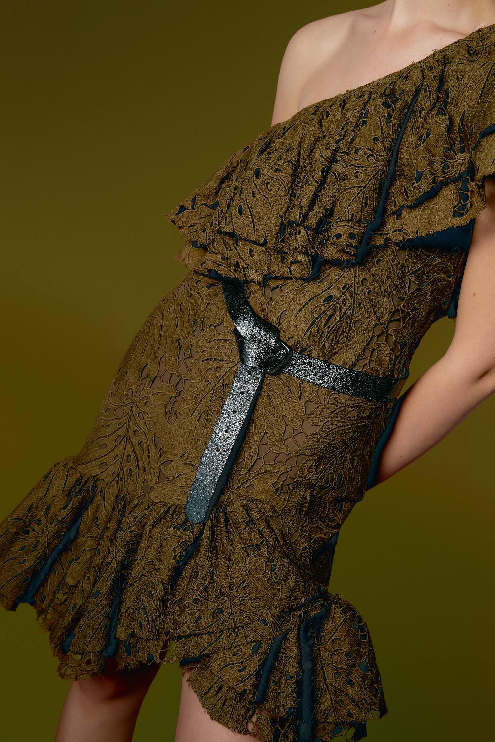 phialebel Silver dark metallic leather belt