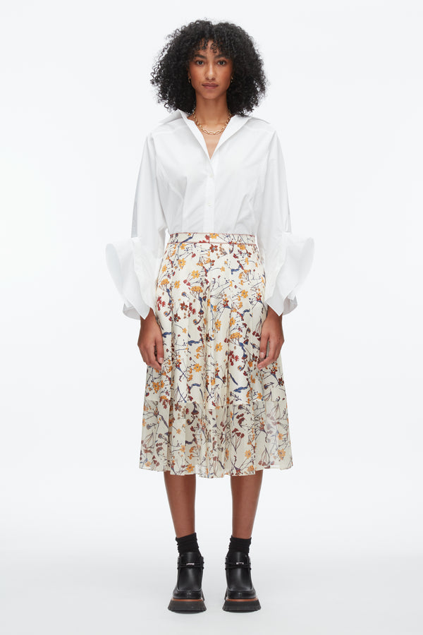 Phillip Lim Bliss Floral Pleated Skirt PARCHMENT MULTI