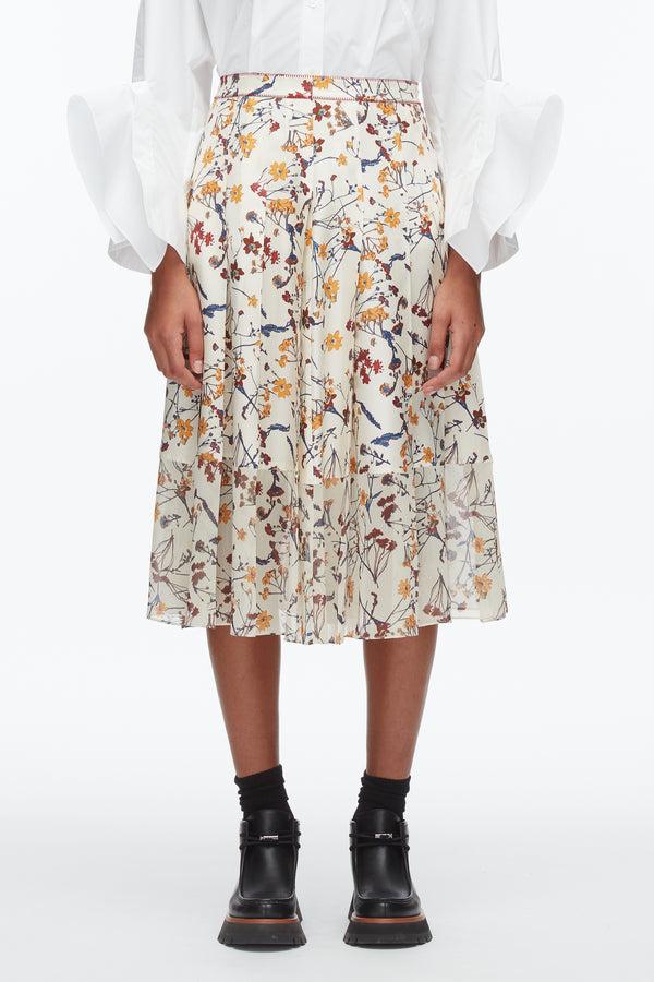 Phillip Lim Bliss Floral Pleated Skirt PARCHMENT MULTI