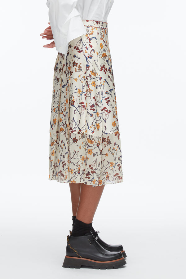 Phillip Lim Bliss Floral Pleated Skirt PARCHMENT MULTI