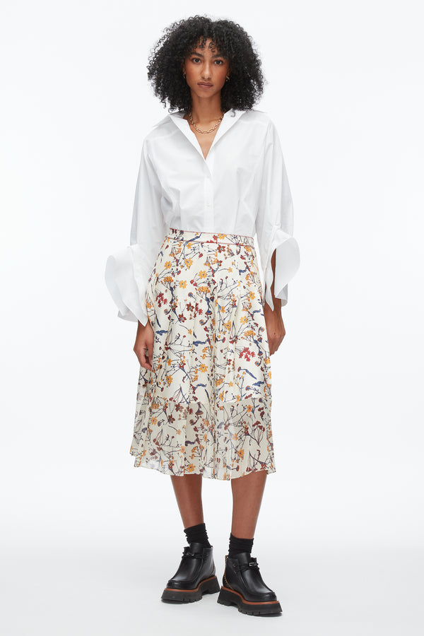 phillip lim Bliss Floral Pleated Skirt PARCHMENT MULTI