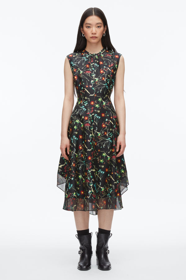 Phillip Lim Bliss Floral Sleeveless Dress BLACK MULTI
