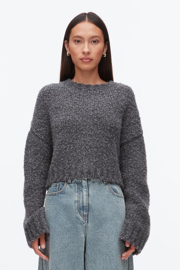 Phillip Lim Boucle Zipper Crewneck CHARCOAL MELANGE