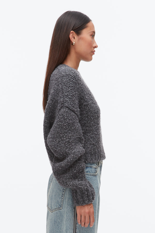 Phillip Lim Boucle Zipper Crewneck CHARCOAL MELANGE