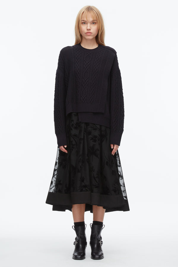 Phillip Lim Cable Mix Double Layer Crewneck MIDNIGHT