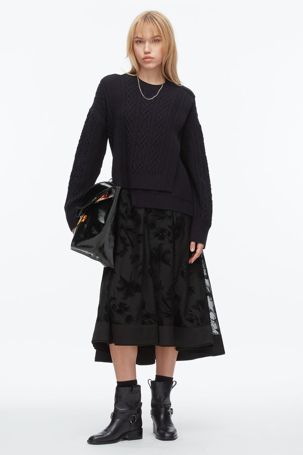 phillip lim Cable Mix Double Layer Crewneck MIDNIGHT