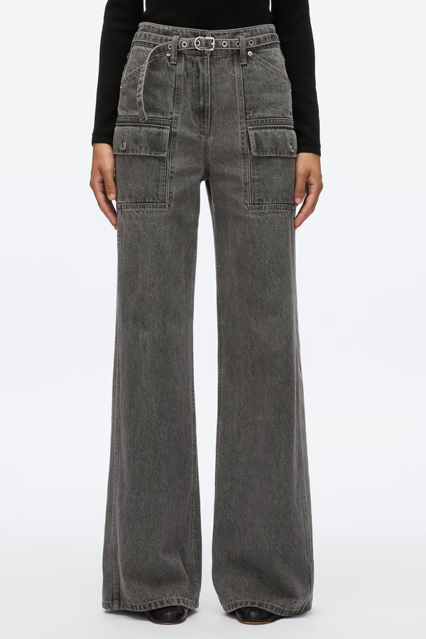 Phillip Lim Cargo Wide Leg Belted Jeans WASHED GREY