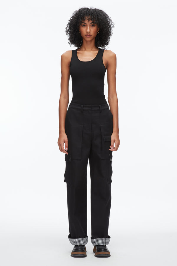 Phillip Lim Carpenter Cargo Pants With Plaid Cuffs BLACK MULTI
