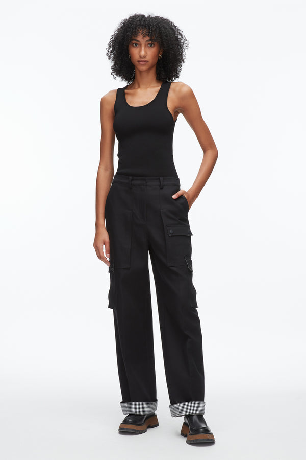 phillip lim Carpenter Cargo Pants with Plaid Cuffs BLACK MULTI